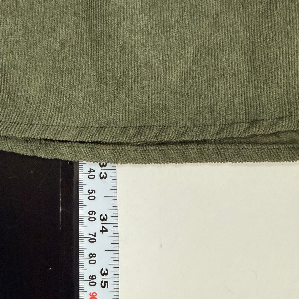 Entro Olive Military Green Ruffle Corduroy Mini Shirt Dress L Pocket Detail - Picture 6 of 7